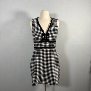 Avec Les Filles Women Size 4 Black White Tweed Gingham Dress Sleeveless